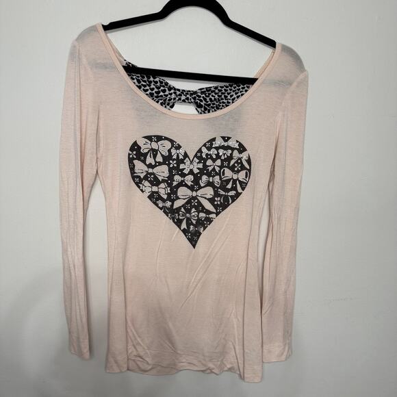 SugarHigh Y2K Medium Retro Pink Polka Dot Back Bow Detail Long Sleeve Shirt - Picture 1 of 3